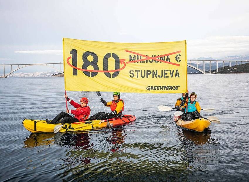 Greenpeaceov prosvjed kod plinovoda Omišalj-Zlobin